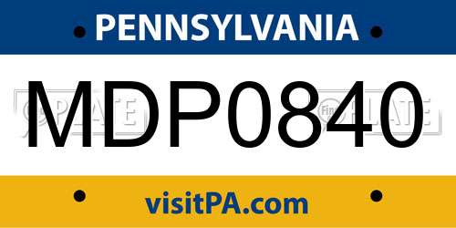 MDP0840 Pennsylvania License Plate