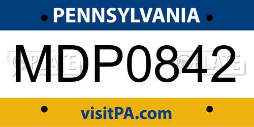 MDP0842 Pennsylvania License Plate