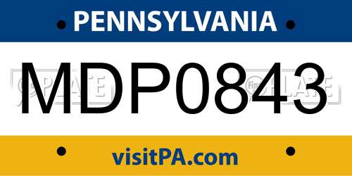 MDP0843 Pennsylvania License Plate