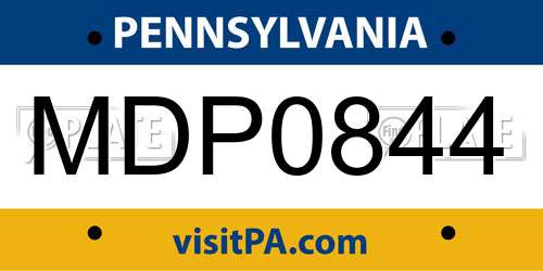 MDP0844 Pennsylvania License Plate