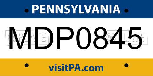 MDP0845 Pennsylvania License Plate