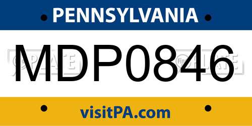 MDP0846 Pennsylvania License Plate