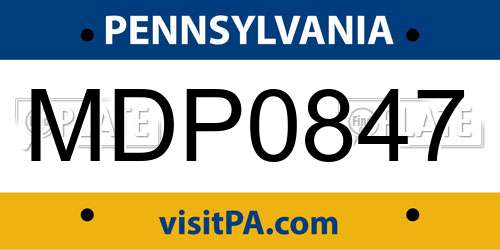 MDP0847 Pennsylvania License Plate