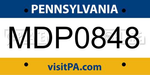 MDP0848 Pennsylvania License Plate