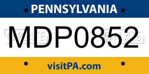 MDP0852 Pennsylvania License Plate