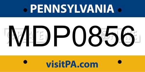 MDP0856 Pennsylvania License Plate