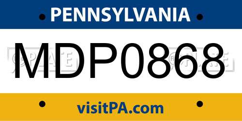 MDP0868 Pennsylvania License Plate