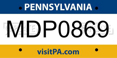MDP0869 Pennsylvania License Plate