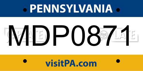 MDP0871 Pennsylvania License Plate