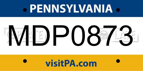 MDP0873 Pennsylvania License Plate