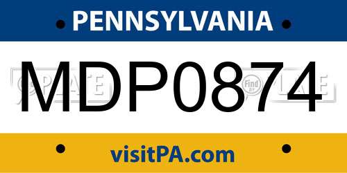 MDP0874 Pennsylvania License Plate