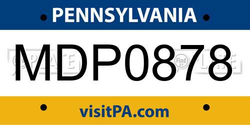 MDP0878 Pennsylvania License Plate