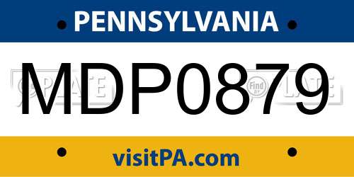 MDP0879 Pennsylvania License Plate