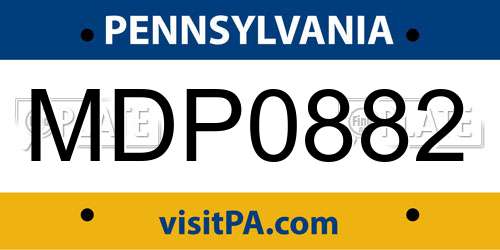 MDP0882 Pennsylvania License Plate