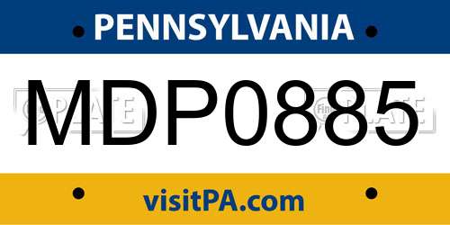 MDP0885 Pennsylvania License Plate