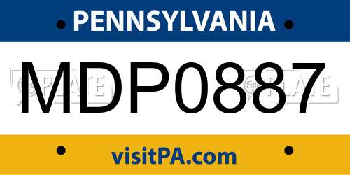 MDP0887 Pennsylvania License Plate
