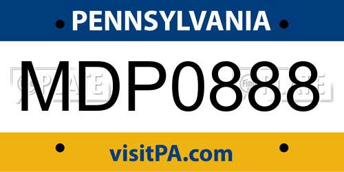 MDP0888 Pennsylvania License Plate