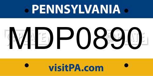 MDP0890 Pennsylvania License Plate