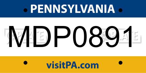 MDP0891 Pennsylvania License Plate