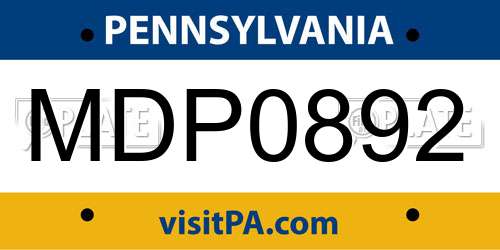 MDP0892 Pennsylvania License Plate