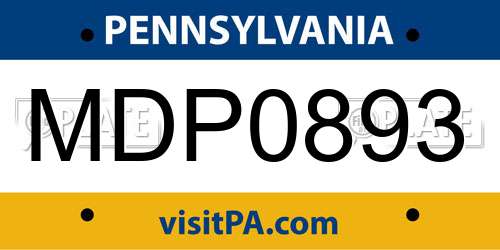MDP0893 Pennsylvania License Plate