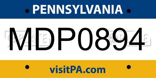 MDP0894 Pennsylvania License Plate
