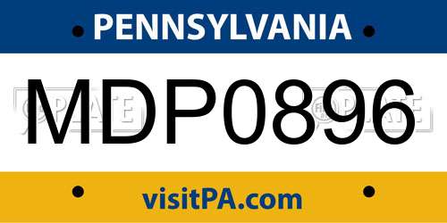 MDP0896 Pennsylvania License Plate