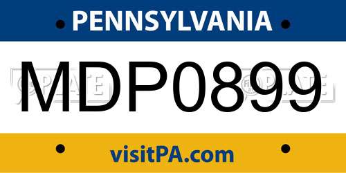 MDP0899 Pennsylvania License Plate