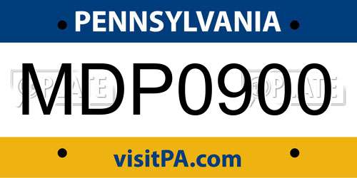 MDP0900 Pennsylvania License Plate