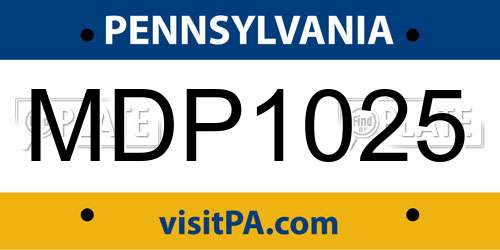 MDP1025 Pennsylvania License Plate