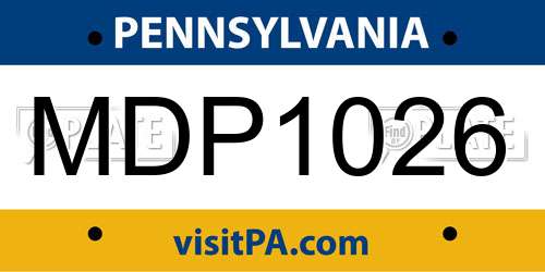 MDP1026 Pennsylvania License Plate