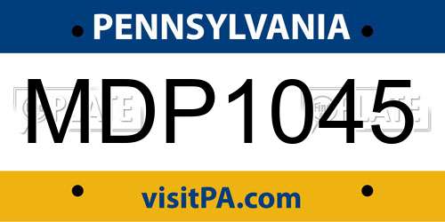 MDP1045 Pennsylvania License Plate