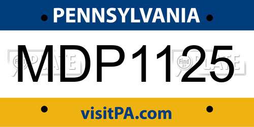 MDP1125 Pennsylvania License Plate