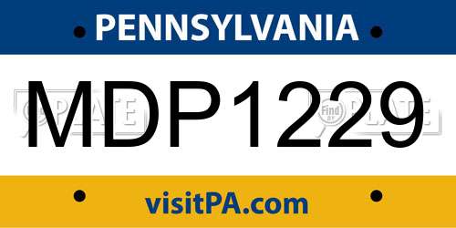 MDP1229 Pennsylvania License Plate