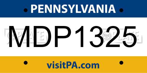 MDP1325 Pennsylvania License Plate