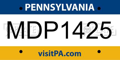 MDP1425 Pennsylvania License Plate