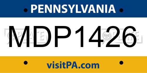 MDP1426 Pennsylvania License Plate