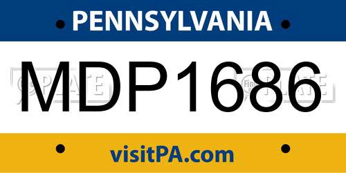 MDP1686 Pennsylvania License Plate