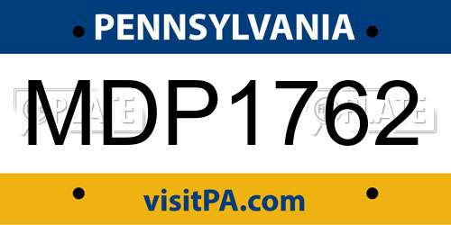 MDP1762 Pennsylvania License Plate