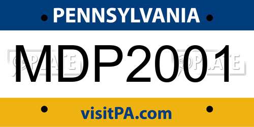 MDP2001 Pennsylvania License Plate