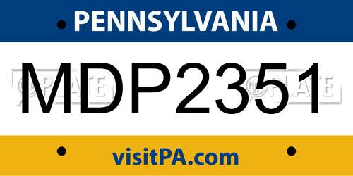 MDP2351 Pennsylvania License Plate