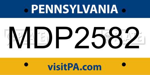MDP2582 Pennsylvania License Plate