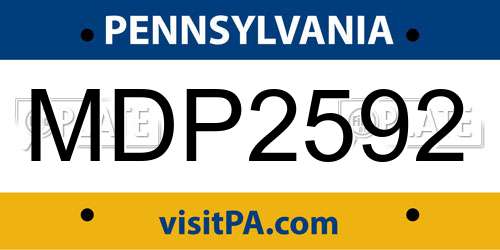 MDP2592 Pennsylvania License Plate