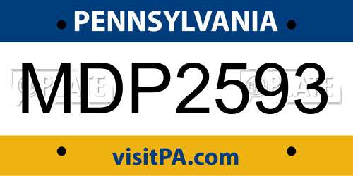 MDP2593 Pennsylvania License Plate