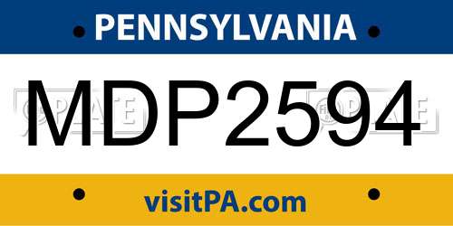 MDP2594 Pennsylvania License Plate