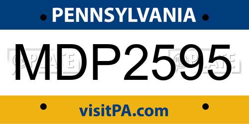 MDP2595 Pennsylvania License Plate