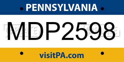 MDP2598 Pennsylvania License Plate