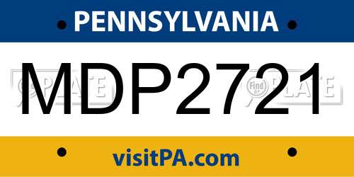 MDP2721 Pennsylvania License Plate