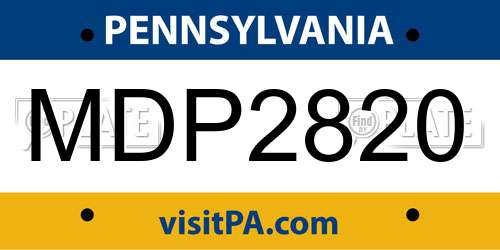 MDP2820 Pennsylvania License Plate