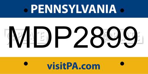 MDP2899 Pennsylvania License Plate